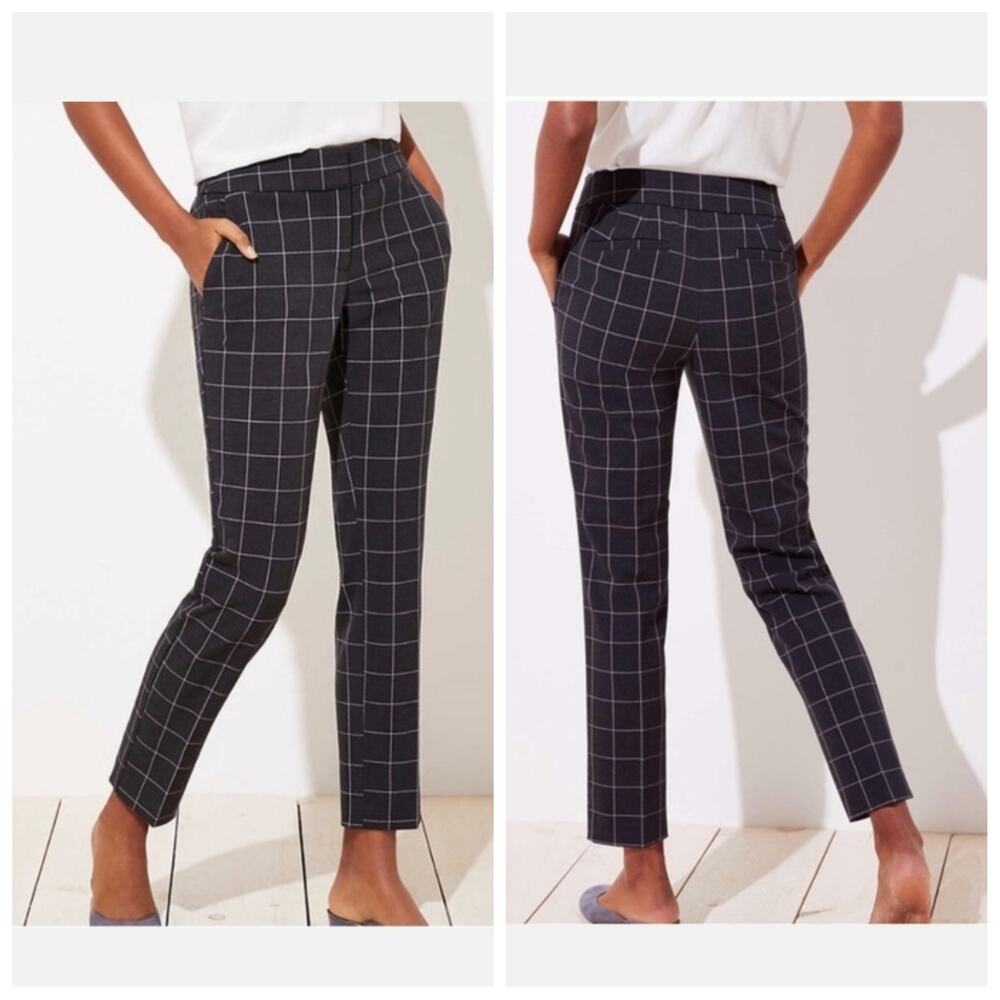 LOFT Marisa plaid tapered trousers sz 4P